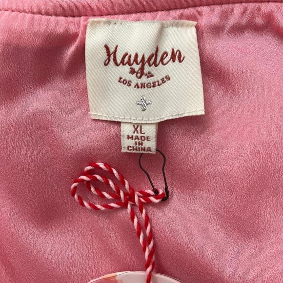 HAYDEN Off Shoulder Rouched Sleeve Pink Satin Jacket NWT, Size XL - Picture 8 of 9